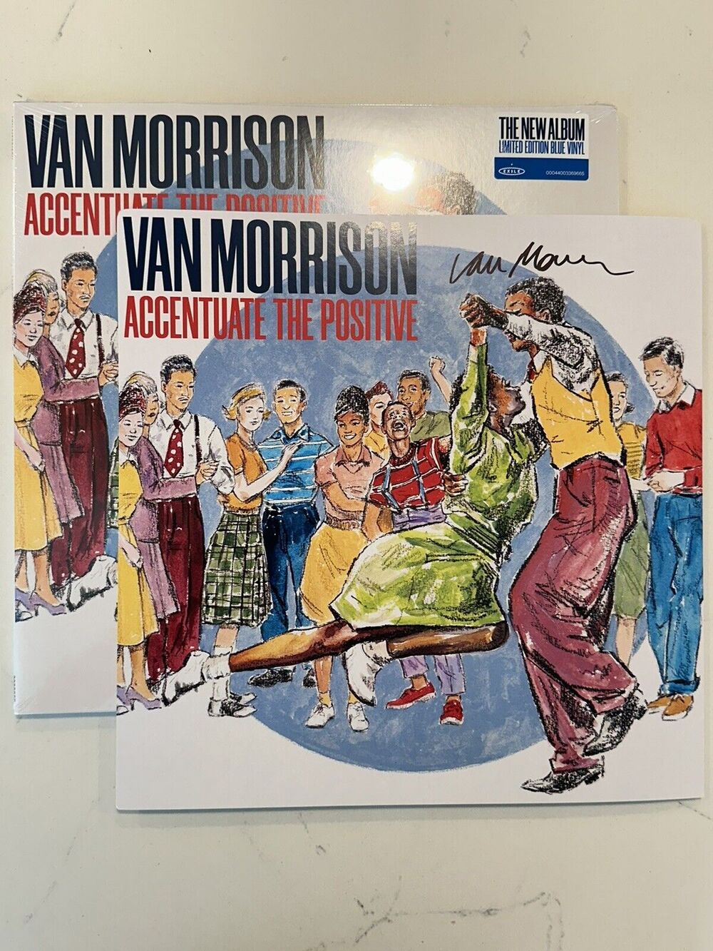VAN MORRISON SIGNED AUTOGRAPH * Vinyl LP Accentuate The Positive Limited Blue